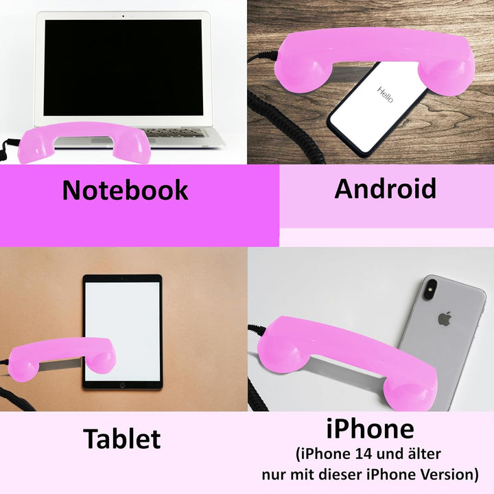 Retro Handyhörer für Apple iPhones mit Lightning (passender Adapter mit inbegriffen) in der Form ein