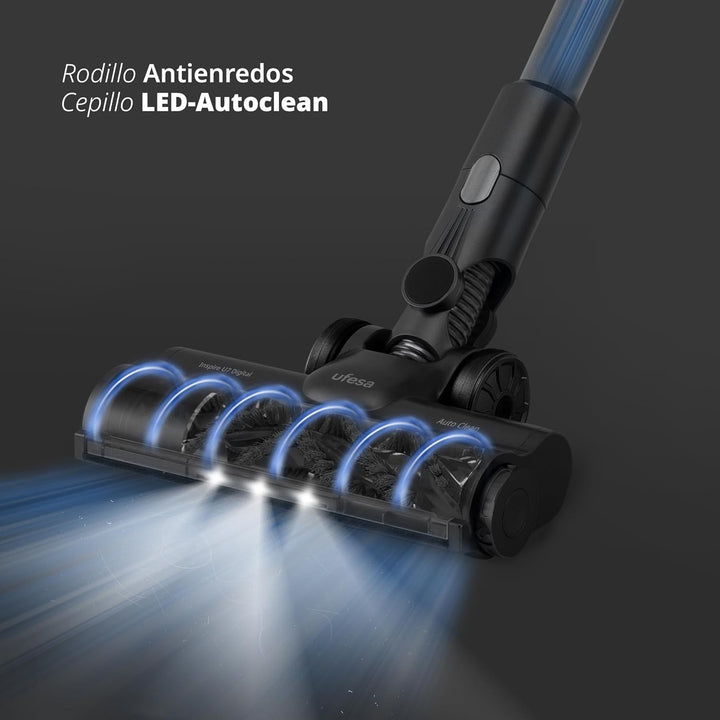 Ufesa Z7 Digital Akku Staubsauger, Selbstladender-Flexibler, 29.6V, LED Touchscreen, 26KPa, 500W, 80