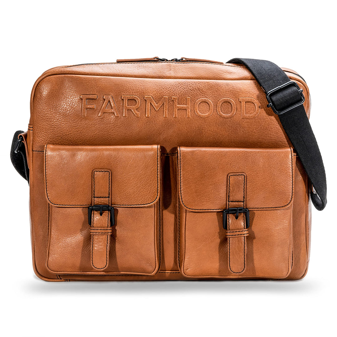Memphis Damen/Herren Leder Aktentasche | Messenger Bag mit längenverstellbarem Umhängeriemen | 38 cm