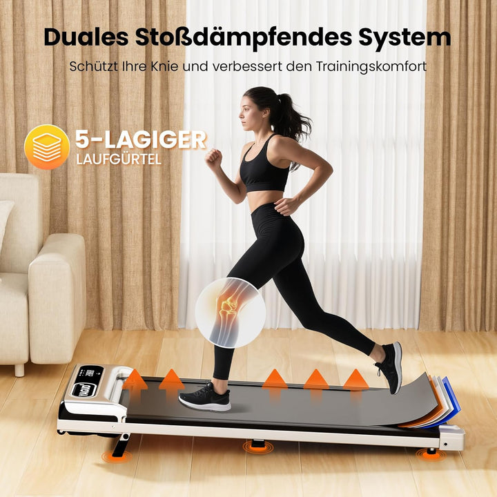 Laufband mit Steigung, Walking Pad, Laufband für Zuhause mit Neigung, 1-6km/h Walking Pad für Zuhaus