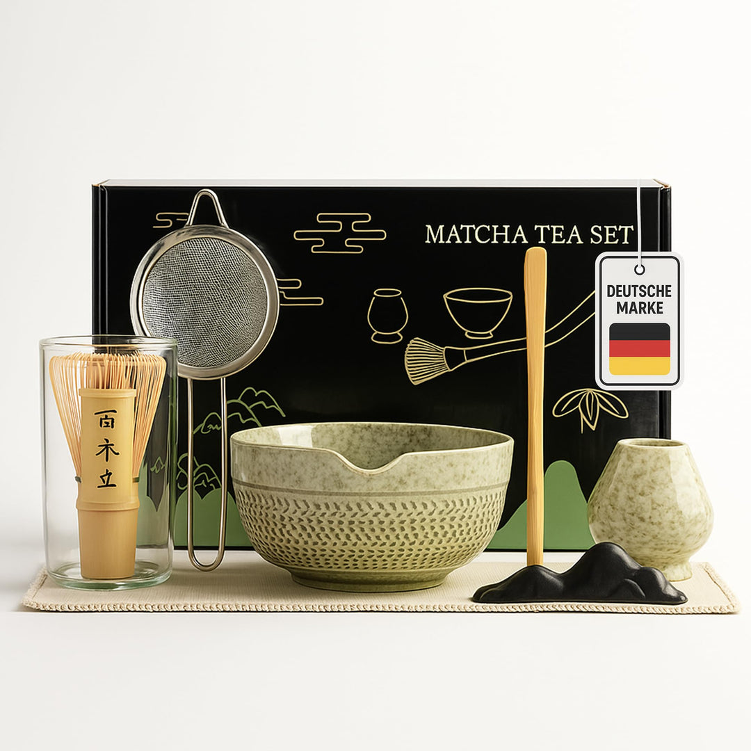 Matcha Set Premium Matcha Tee-Set, Matcha Set Tea (7-teilig) Keramik, Bambus Matcha Schneebesen, han