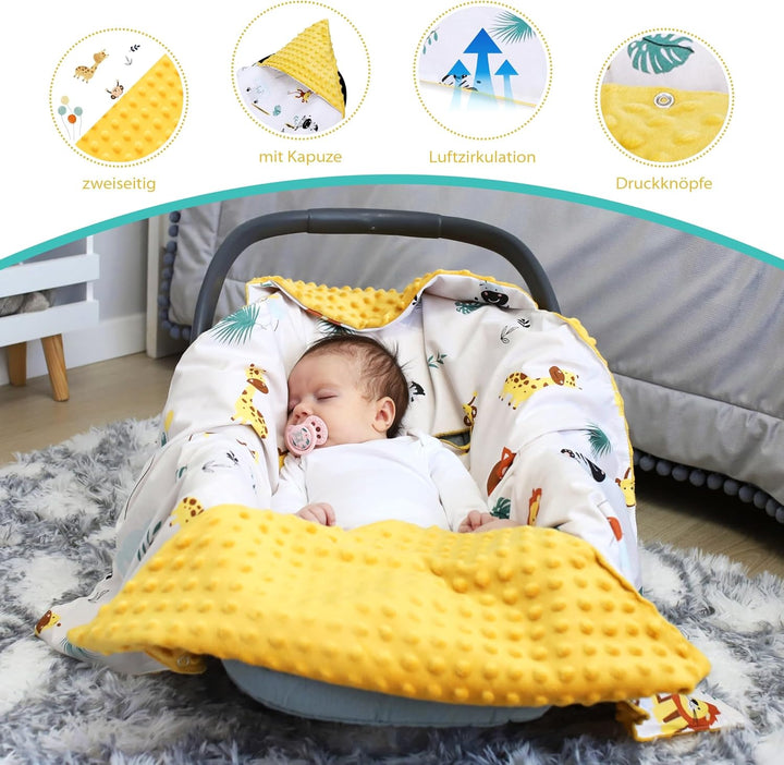 Einschlagdecke Babyschale Decke Kinderwagen 90 x 90 cm - universal Baby Babydecke für Buggy Autositz