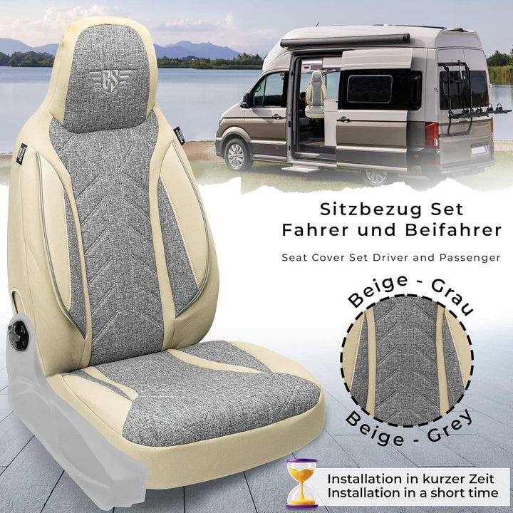 BREMER SITZBEZÜGE Wohnmobil Schonbezüge für FIAT Ducato Jumper Boxer PLKT209 PLKT209 - Grau/Beige, P