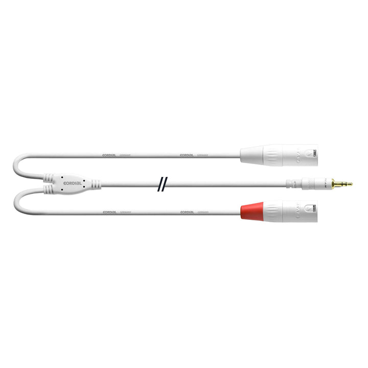 CORDIAL CABLES Y-Kabel Träger Stereo-Mini-Stecker/2 XLR-Stecker 3 m weiss BRETELLE Essentials Mini-J
