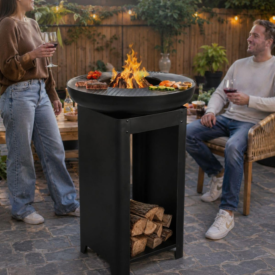 BBQ Collection 3-in-1 Feuerschale und Teppanyaki Grillrost - Feuerkorb - Plancha Grillplatte - 61 x
