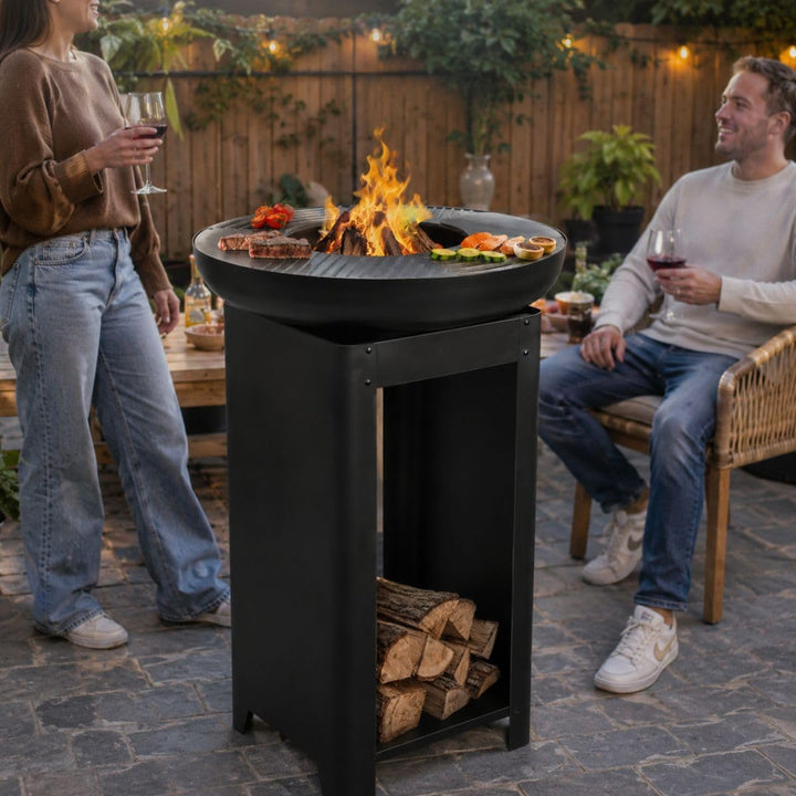 BBQ Collection 3-in-1 Feuerschale und Teppanyaki Grillrost - Feuerkorb - Plancha Grillplatte - 61 x