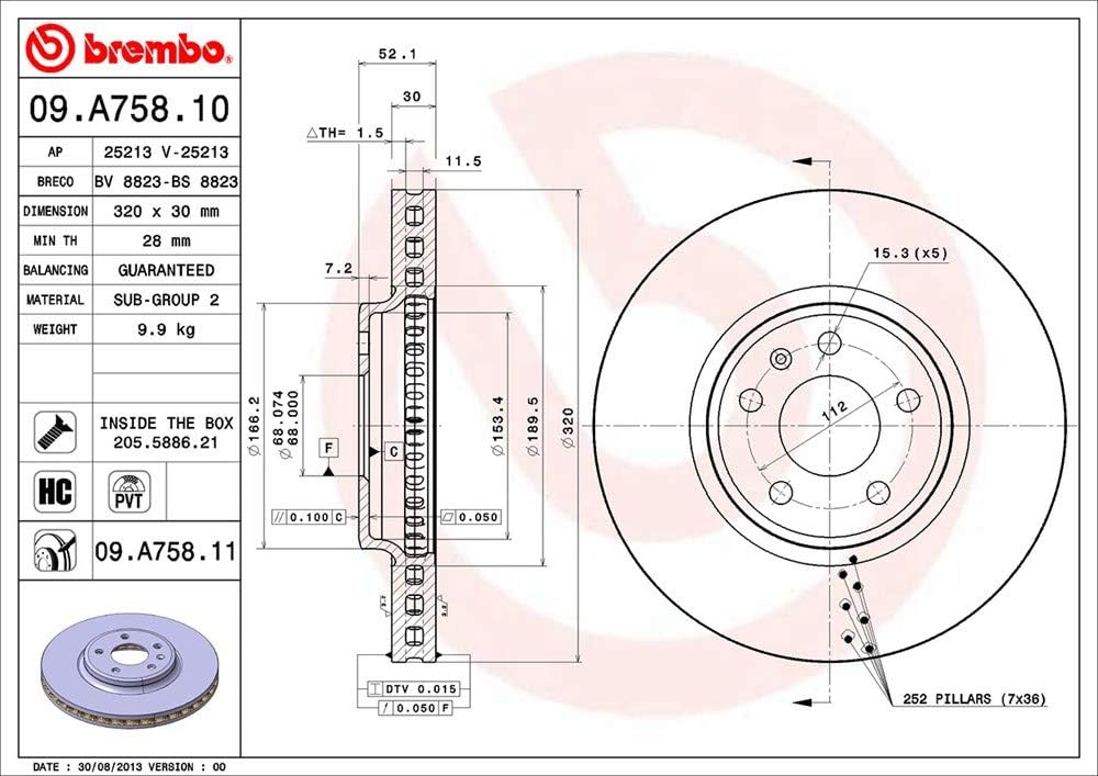 Brembo 09.A758.11 COATED DISC LINE Bremsscheibe - 1 Stück