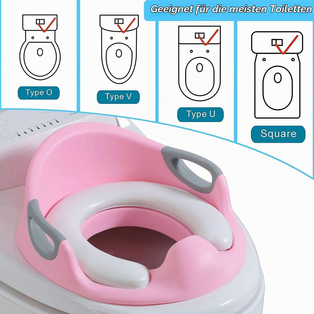 Kinder Toilettensitz WC-Sitz für Junge und Mädchen Kindertoilettensitz für Kissengriff und Rückenleh