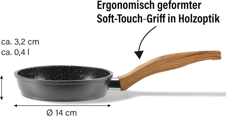 STONELINE Back to Nature Bratpfanne, 14 cm, antihaftbeschichtete Pfanne mit echten Steinpartikeln, a