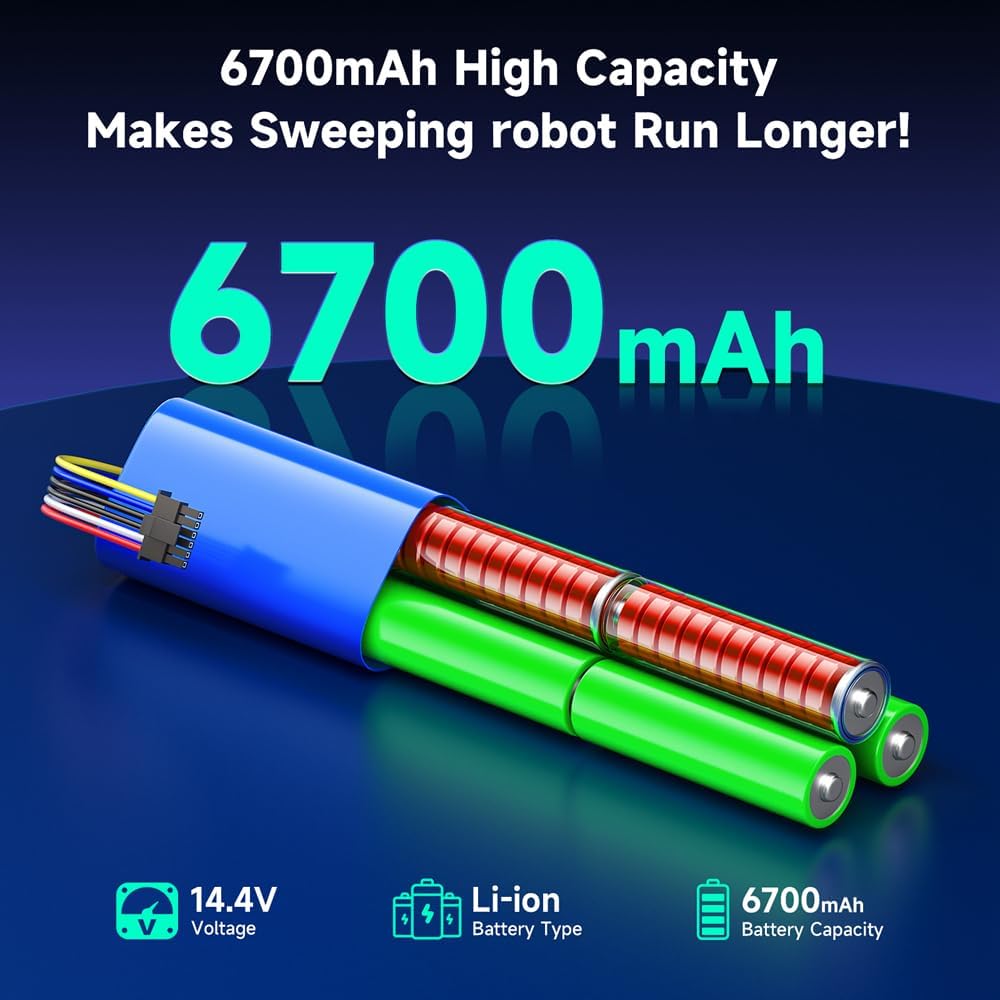 CITYORK 14,4V 6700mAh Li-ion Ersatzakku für Neato Botvac D3 D3+ D5 D5+ D6 D7 Connected Vacuum Batter