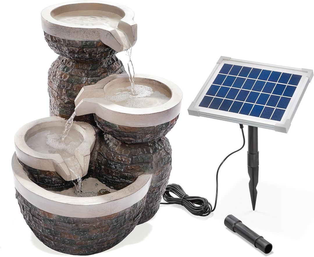 Solar Gartenbrunnen Bowl Fountain - extragrosses 5 Watt Solarmodul, Solarpumpe mit Direktbetrieb - 3