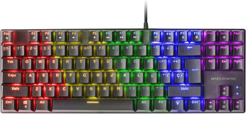 MARSGAMING Gaming MK80 Schwarz, Mechanische Tastatur TKL FRGB, Antighosting, Switch Mechanischer Bla