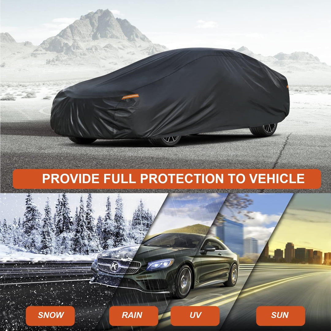 Kayme 7 Schichten Coupé Autoabdeckung Wasserdicht Atmungsaktiv, Vollgarage Autoplane für Sonne Staub