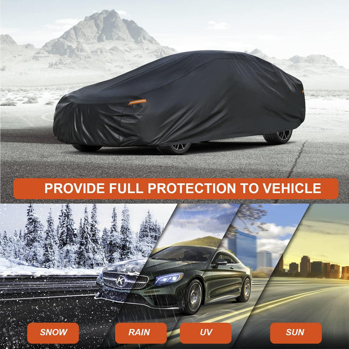 Kayme 7 Schichten Coupé Autoabdeckung Wasserdicht Atmungsaktiv, Vollgarage Autoplane für Sonne Staub