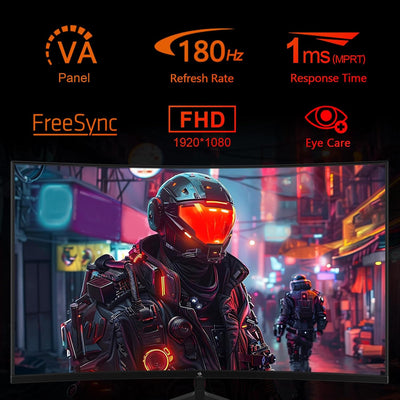 Z-Edge 24 Zoll Curved Gaming Monitor Full HD 180Hz/165Hz(DP) 144Hz(HDMI) 1ms MPRT, 300cd/m² Helligke