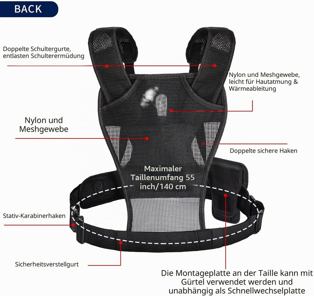Multi-Kamera-Tragetruhe, Sevenoak SK-MSP01 Gurtsystem-Weste mit seitlichem Holster für Canon 6D 600D