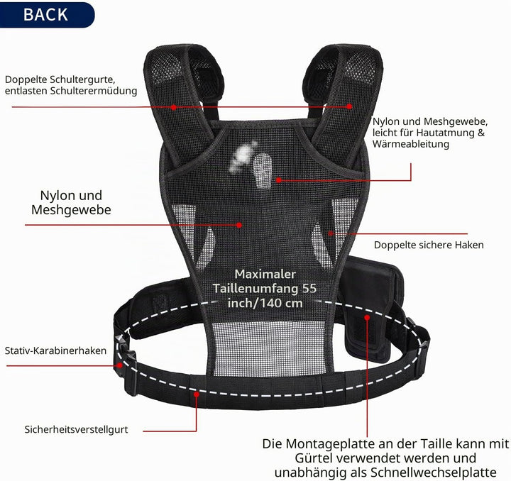 Multi-Kamera-Tragetruhe, Sevenoak SK-MSP01 Gurtsystem-Weste mit seitlichem Holster für Canon 6D 600D