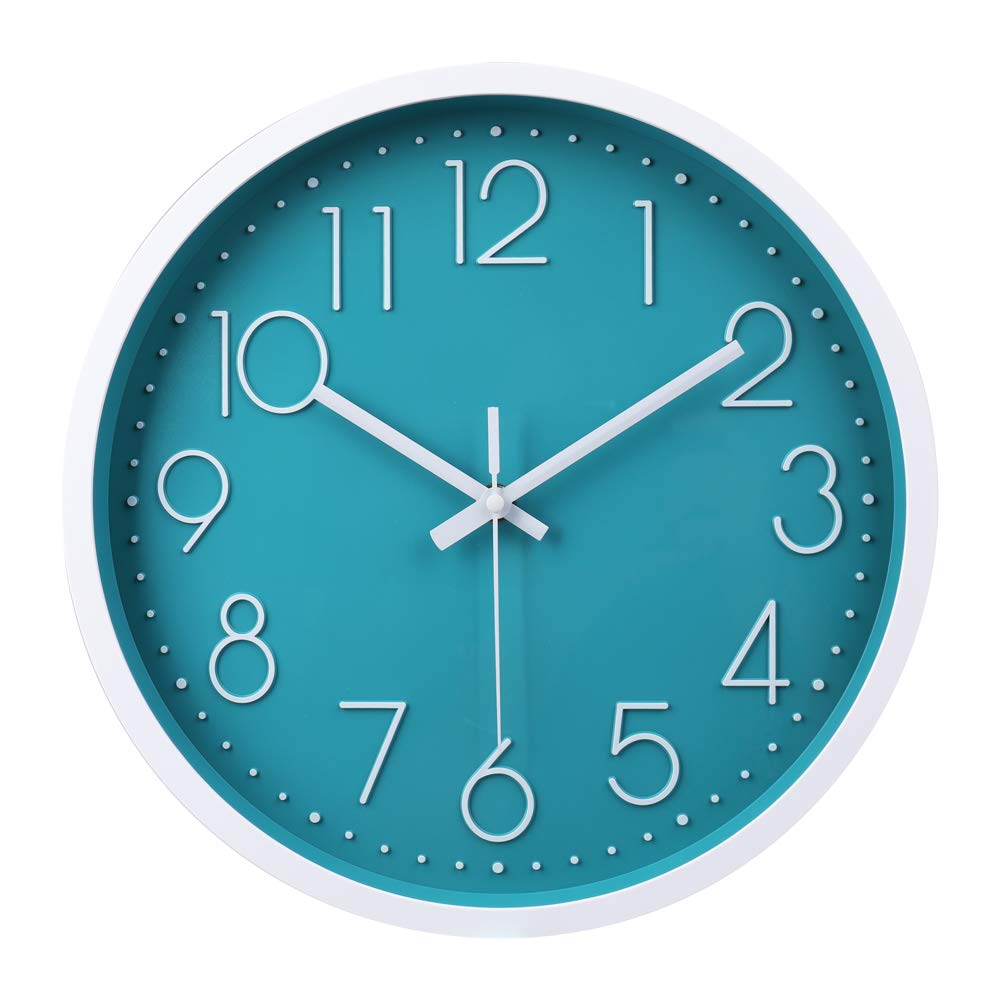 jomparis 30cm Modern Quartz Lautlos Türkis Wanduhr Schleichende Sekunde ohne Ticken - Petrol Wanduhr