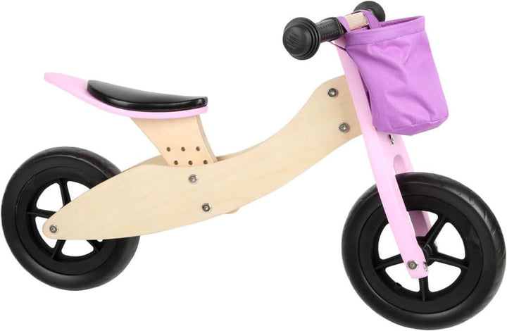 small foot Laufrad-Trike Maxi 2 in 1 Rosa aus Holz, Drei- und Laufrad, verstellbarer Sitz und gummie