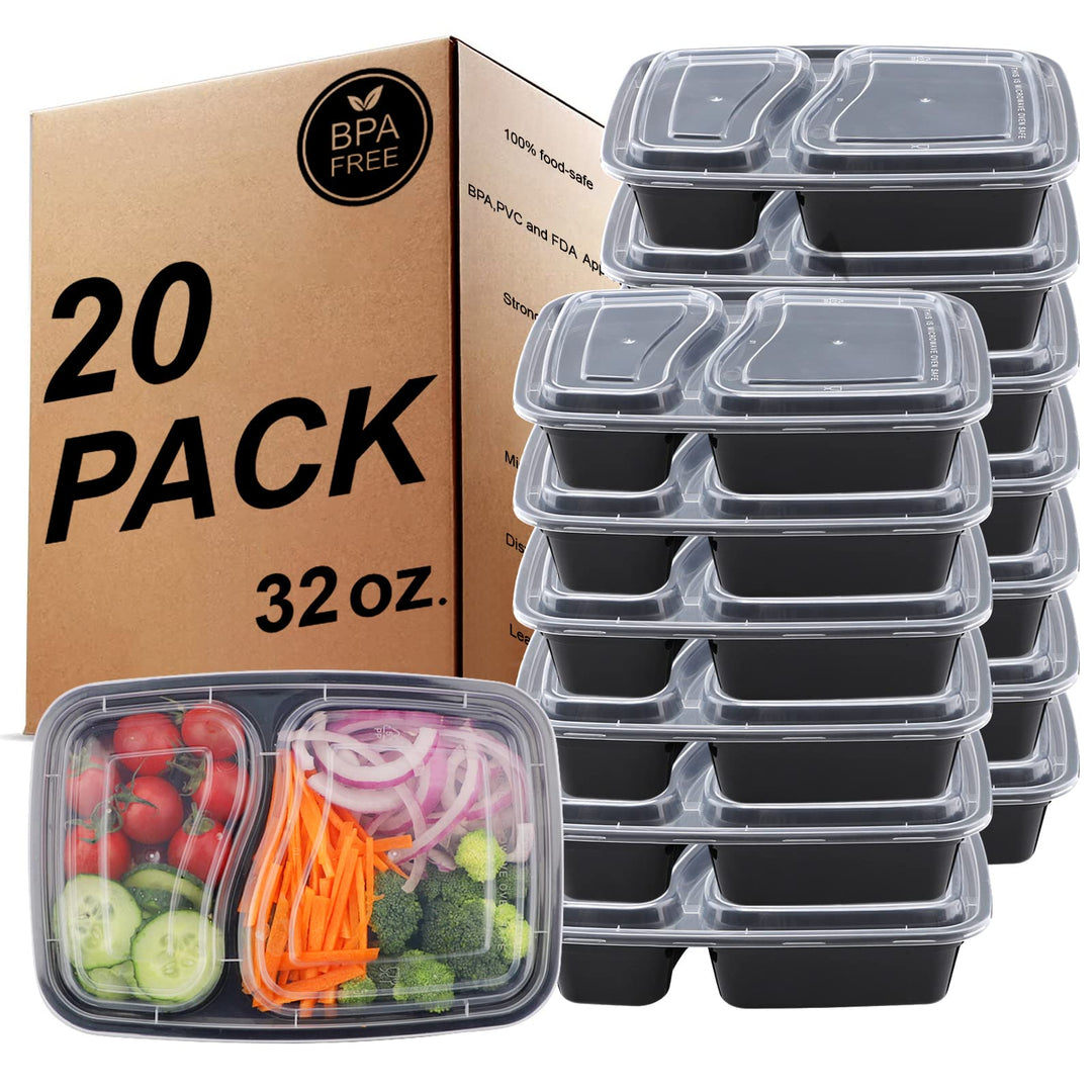 KINGHON 2 Fächer Meal Prep Container, Kunststoff Bento Lunchbox mit Luftdichten Deckel, BPA Frei Wie