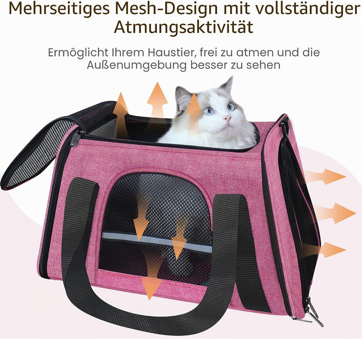 HiCaptain Transporttasche für Katzen Faltbar, mit Schultergurt, Weich Gepolstert, Transportbox für k