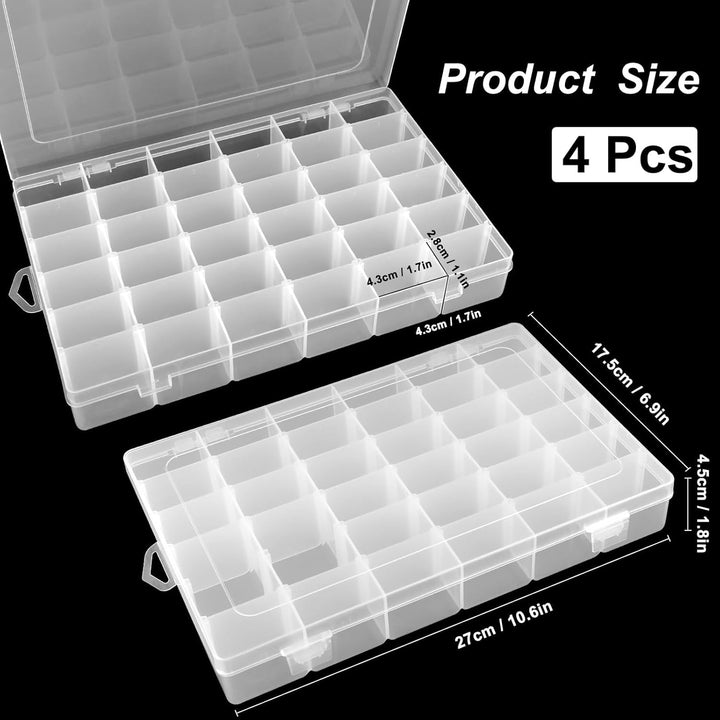 4 Stück 36 Gitter Sortierboxen für Kleinteile, 27x17.5x 4.5cm Transparente Aufbewahrungsbox für Schm