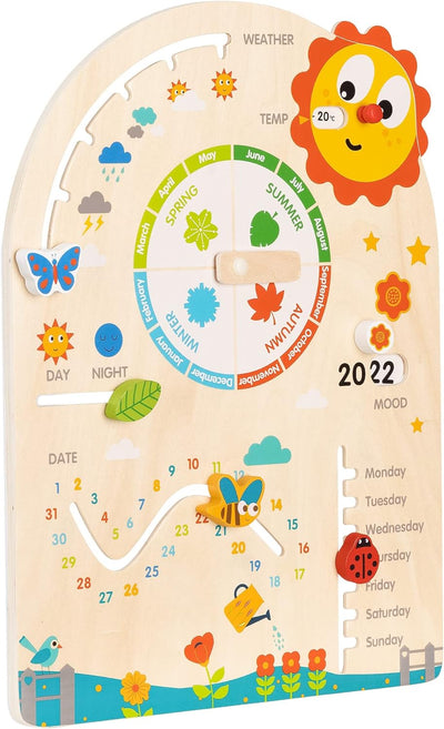 Navaris Holz Kalender Tafel für Kinder - Lerntafel Jahreszeiten Wetter Lernen - Kinderkalender Jahre