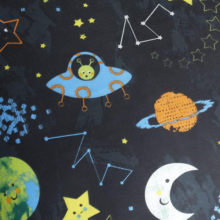 Happy Linen Company Mädchen Jungen Kinder Alien Abenteuer Weltraum Marineblau Einzelbett Wendebettwä
