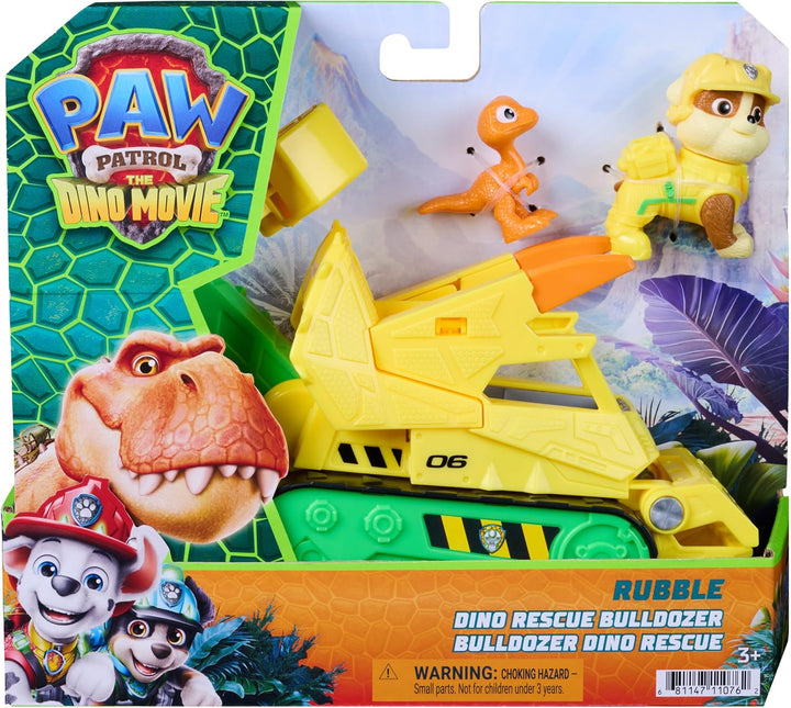 PAW PATROL: Der Dino Film, Rubbles Dino-Rettungs-Bulldozer, BAU-Fahrzeug mit Rubble-Figur für eigene