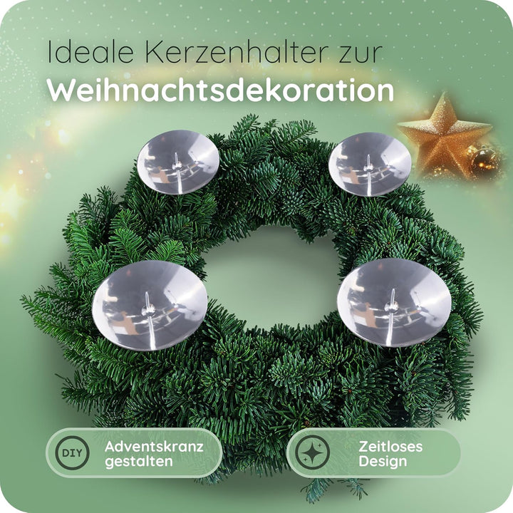 Novaliv 8X Kerzenhalter Stumpenkerze Adventskranz 7,5cm Silber Adventskranz Adventskerzenhalter Kerz
