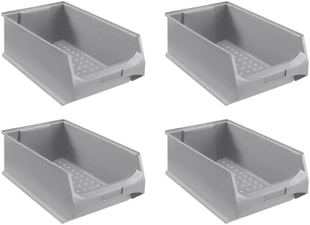 SuperSparSet 4x Graue Sichtlagerbox 5.0 | HxBxT 20x30x50cm | 21,8 Liter | Sichtlagerbehälter, Sichtl