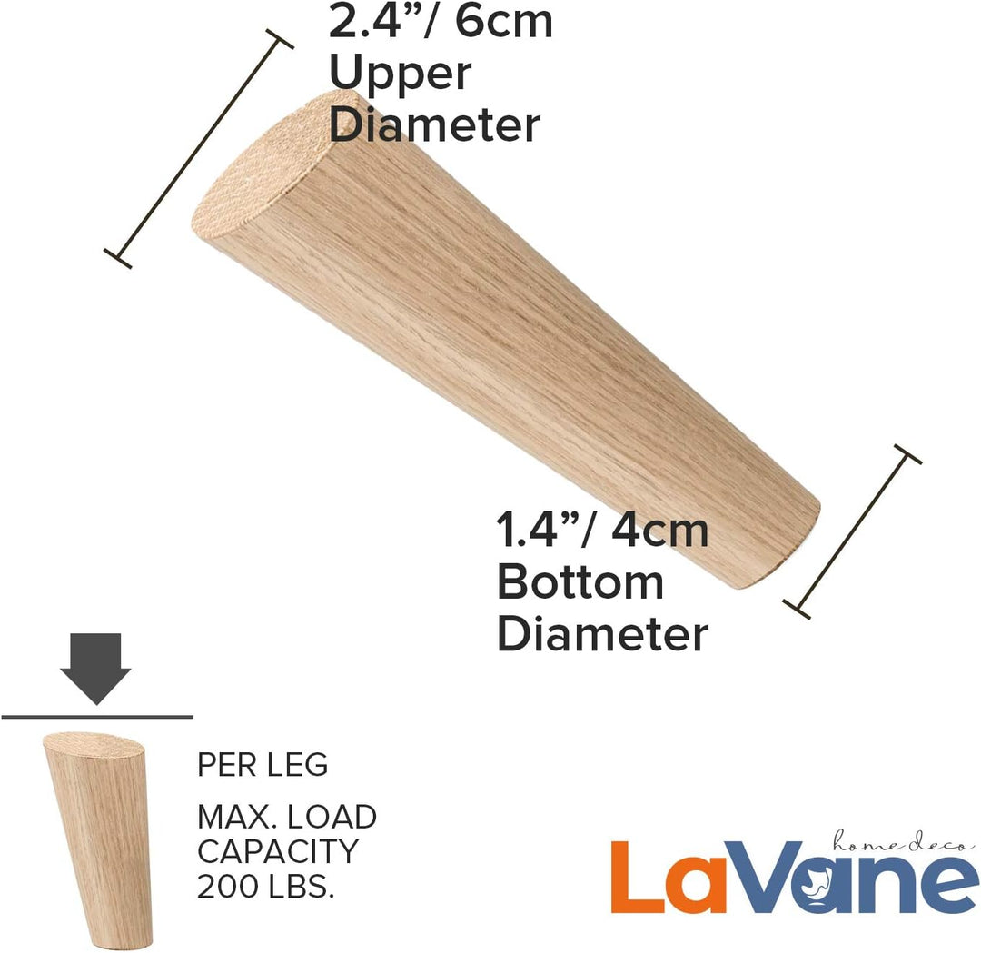8cm Holz Tischbeine, La Vane 4 Stück Massivholz Schräg Konisch Ersatz Möbelfüsse Möbelbeine mit Mont