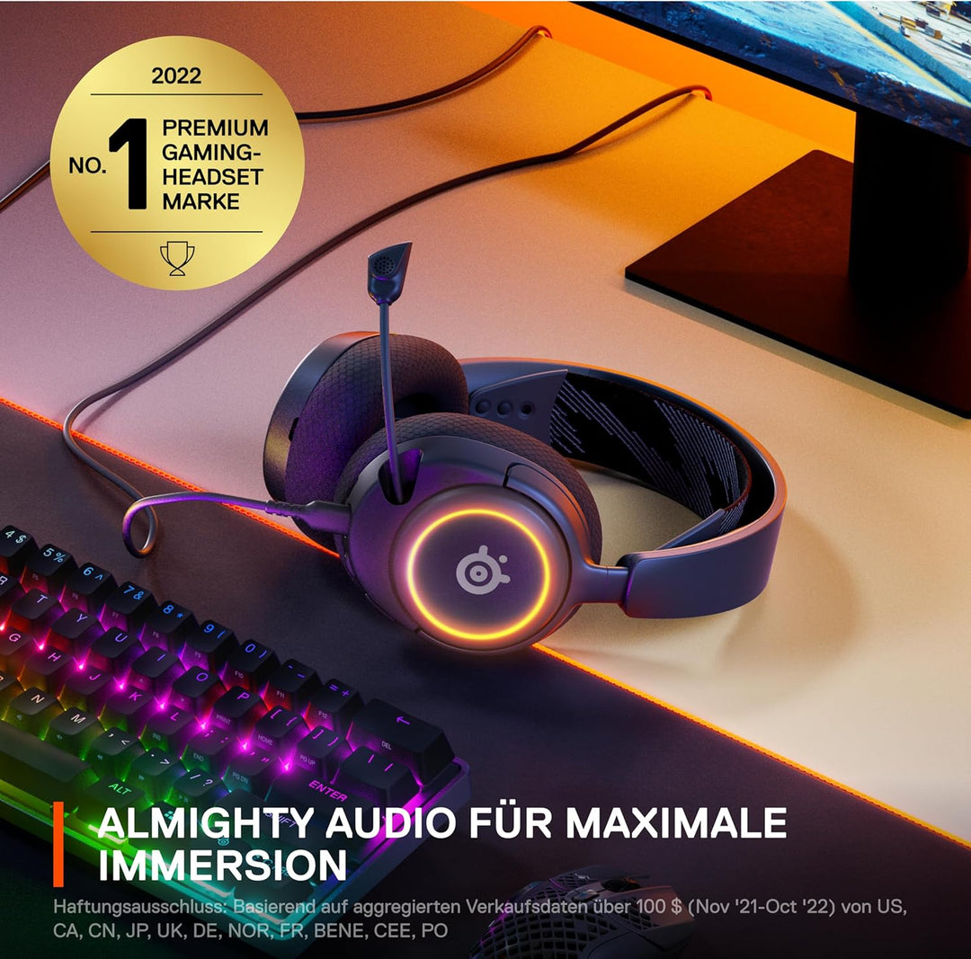 SteelSeries Arctis Nova 3 - Multi-System Gaming-Headset – Hi-Fi-Treiber – 360° Surround-Sound –RGB-B