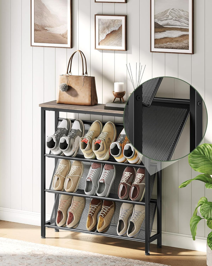 Schuhregal, 4-stufige Schuhablage, Schuhschrank schmal, Schuhständer, Schuhaufbewahrung, Schuh-Organ