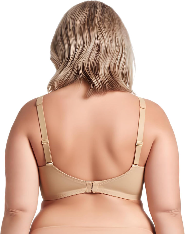 Curve Muse Damen Übergrösse Minimizer Bügel-BH mit Stickspitze - 2er Pack 75C Nackt, Schwarz(2er Pac