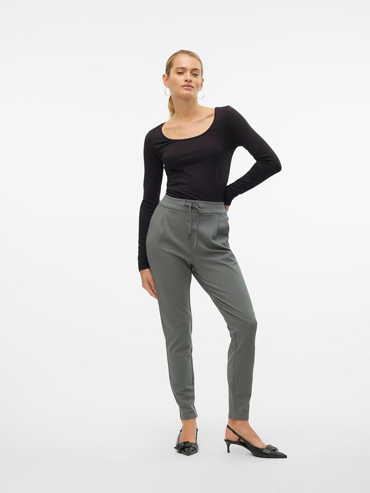 VERO MODA Eva Mid Rise Drawstring Trousers XS / 34L Balsam Green, XS / 34L Balsam Green