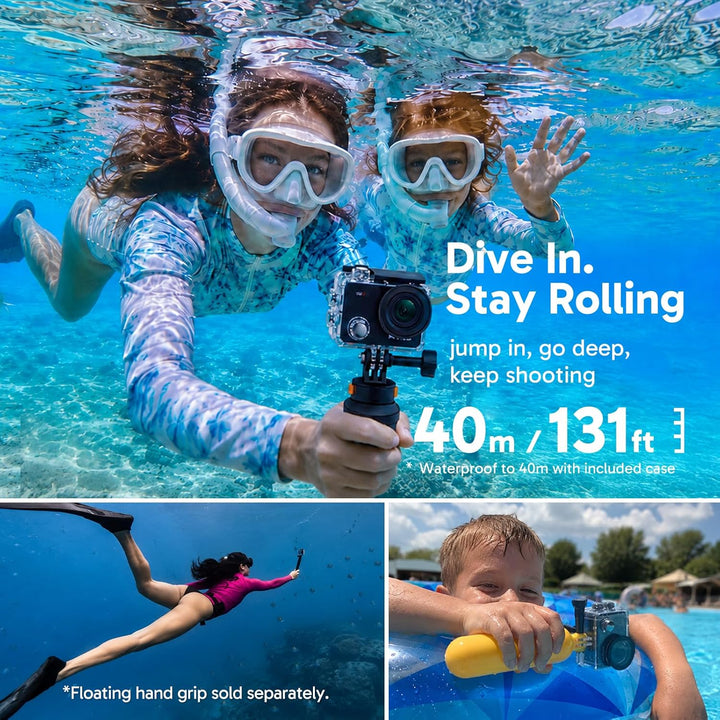 AKASO V50X Action Cam 4K30FPS mit 64GB U3 Speicherkarte Unterwasserkamera WiFi 40M EIS Anti-Shake Ac