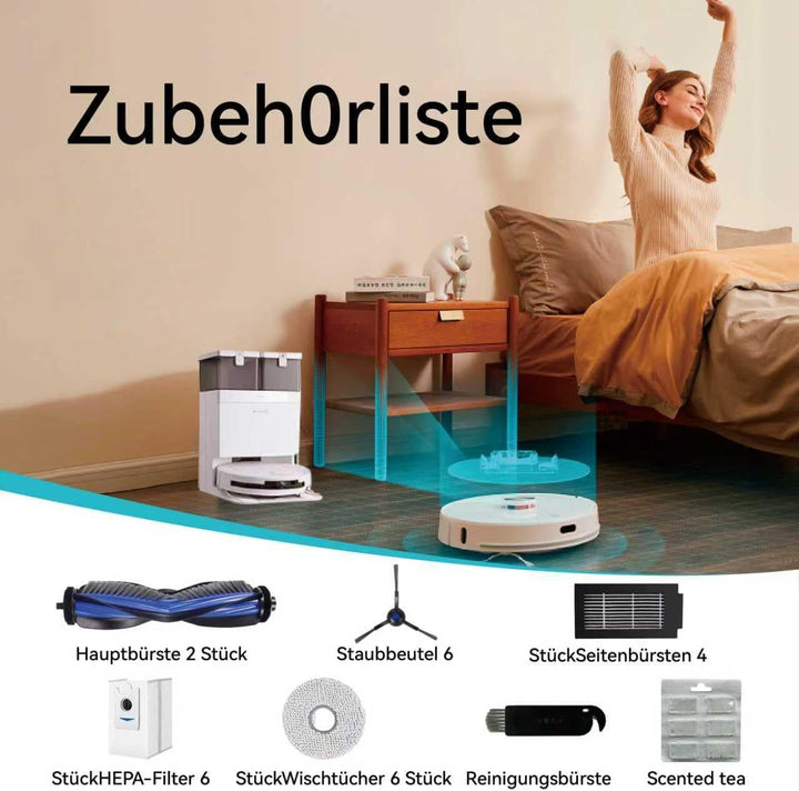 24 Stück Zubehör-Set Passend für Ecovacs Deebot T50 Omni/T50 Pro Omni, 1 Hauptbürste, 4 Filter, 6 Se