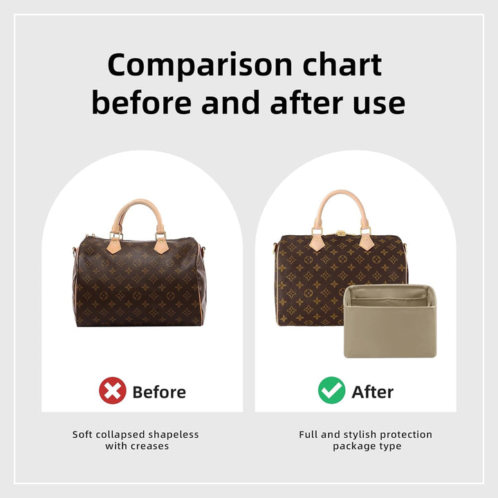 DGAZ Handtasche Tasche Organizer, Seide Innentaschen für LV Speedy Nano/20/25/30/35/40/45 Tasche, Le
