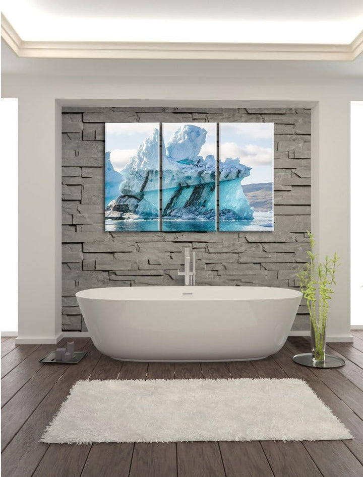 Pixxprint gigantischer Eisberg 3-Teiler Leinwandbild 120x80 Bild auf Leinwand