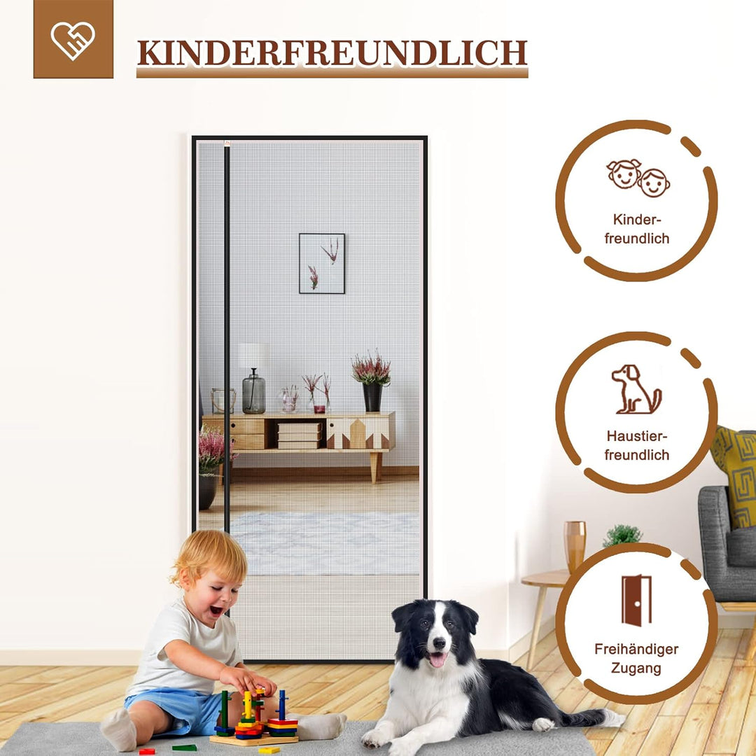 Yotache Fliegengitter Balkontür Magnet 110x220cm Fliegengitter Balkontür Seitliche Öffnung, Fliegeng