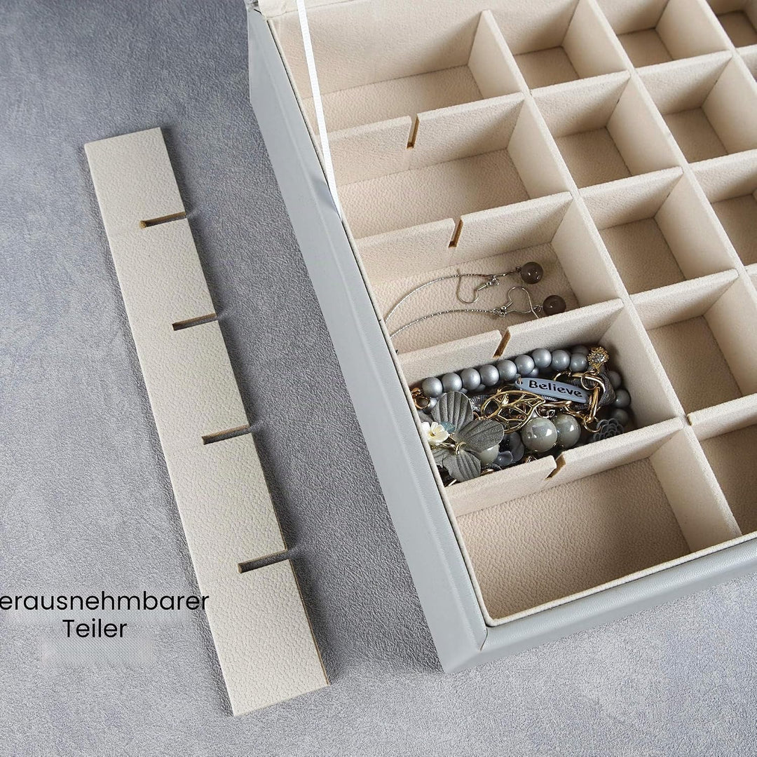 Frebeauty Ohrring-Organizer, klassische Schmuckschatulle, 50 Fächer, doppellagig, Schmuck-Aufbewahru