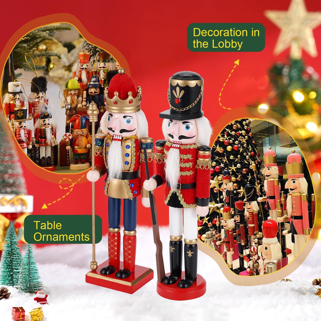 COMBIUBIU 2PCS Nussknacker Figur,30CM Nussknacker Soldat Aus Hochwertigem Kiefernholz,Deko FüR Zuhau
