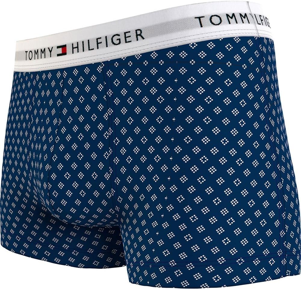Tommy Hilfiger Herren 3er Pack Boxershorts Trunks Unterwäsche S Weiss (F Polkadot/Dsrt Sky/Deep Indi