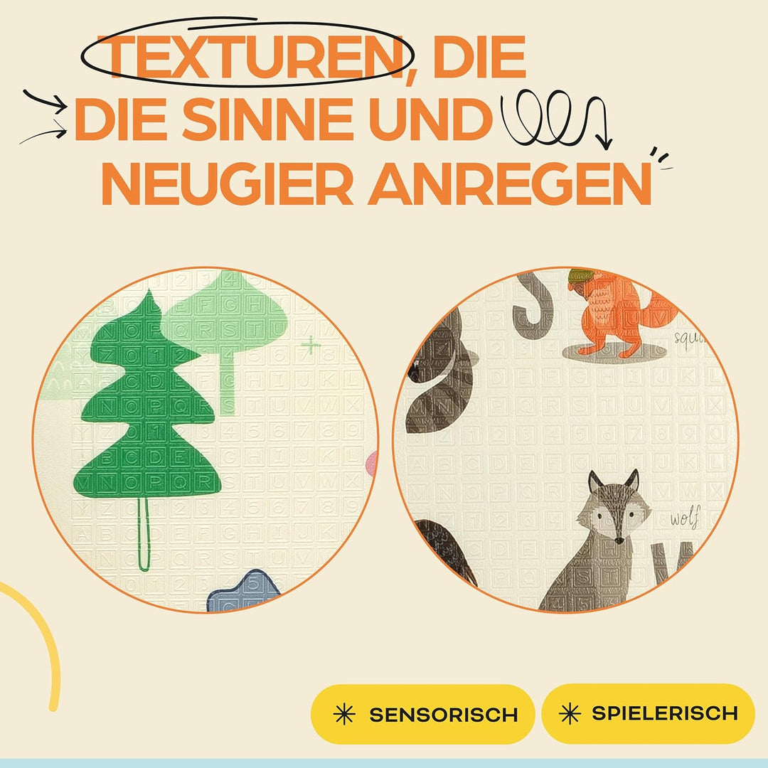 Baby-Spielmatte, faltbar, sensorisch, wasserdicht, ungiftig, wendbar. Vielseitige Matte, perfekt zum