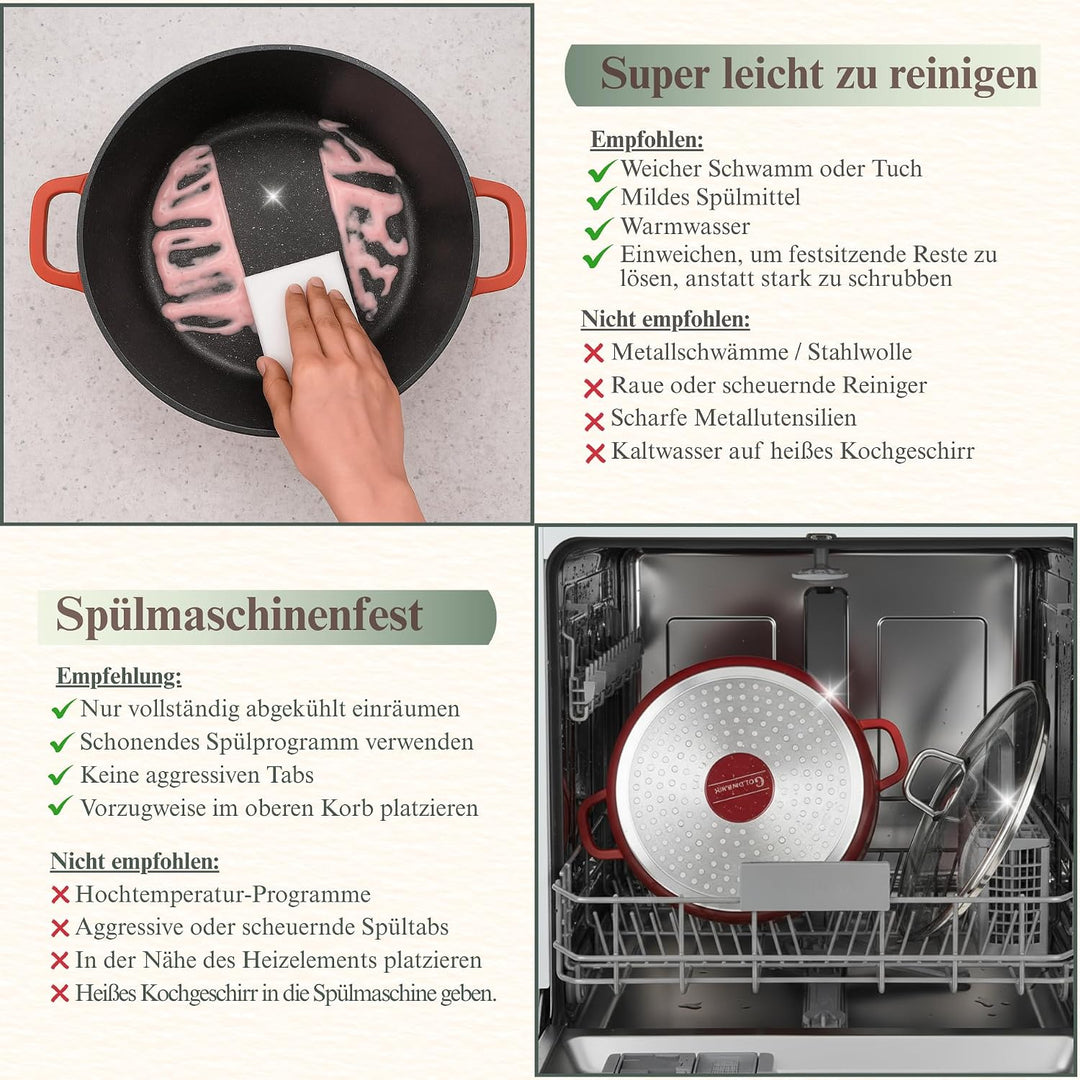GOLDMANN 16cm Aluguss Kochtopf 1.9L | Suppentopf Schmortopf induktionsgeeignet mit Keramik Antihaftb