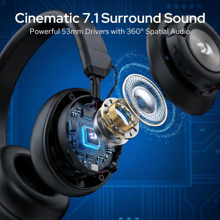 Redragon H889 Kabelloses Gaming-Headset 4-in-1 (2,4 GHz/BT/USB/3,5 mm), 51 h Akkulaufzeit, Laden wäh