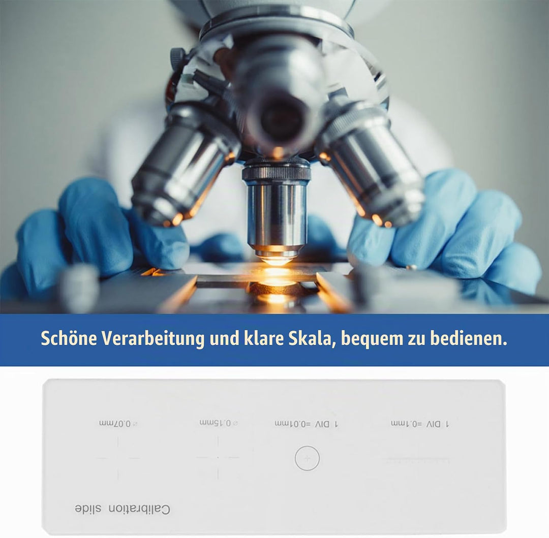 Objektträger, Mikrometer-Kalibrierungs-Objektträger-Mikrometer Div 0,01 mm, Mikroskop-Mikrometer