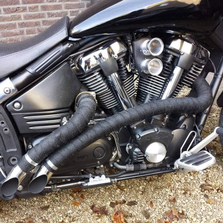 Yizhet Hitzeschutzband Auspuff Hitzeschutzband Basaltfaser Auspuffband Motorrad Hitzeschutzband mit