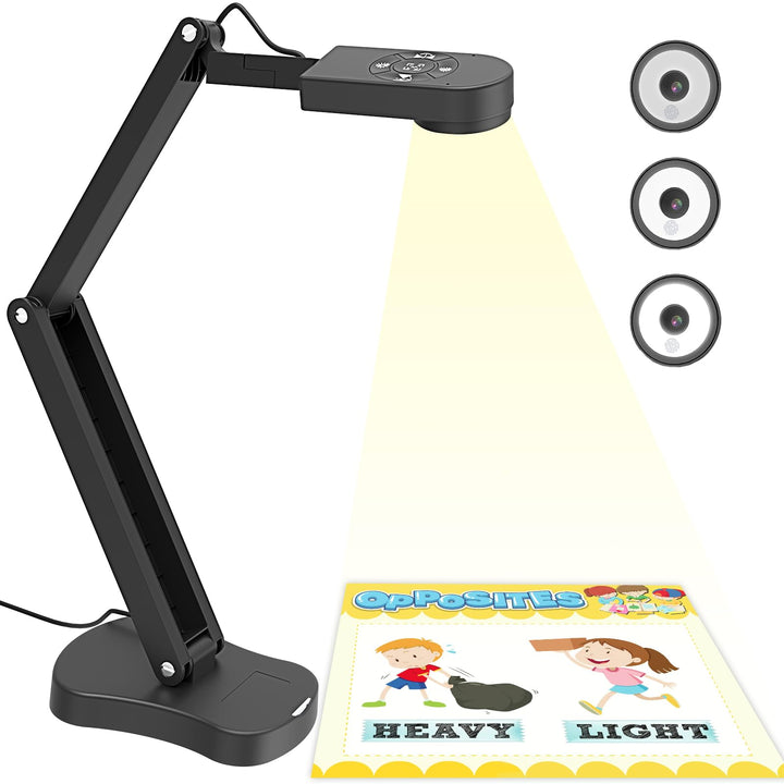 PAKOTOO 8MP Dokumentenkamera Schule & Visualizer für Klassenzimmer mit Dual-Mikrofon, 3-Stufen-LED-L